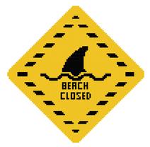 beach closed sign, shark, surf