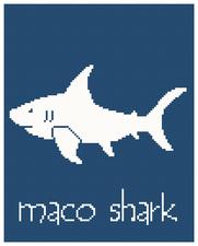 maco shark cross stitch pattern, sea life