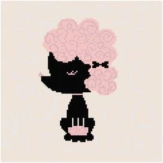 black poodle with pink fur