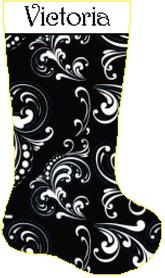 black damask cross stitch christmas stocking