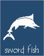 sword fish cross stitch pattern, sea life