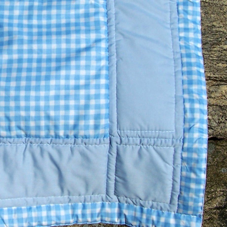 blue gingham baby quilt