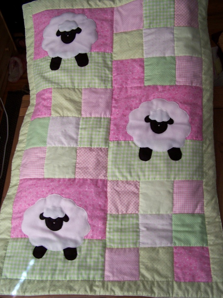 Lamb with Pink and Green Patchwork