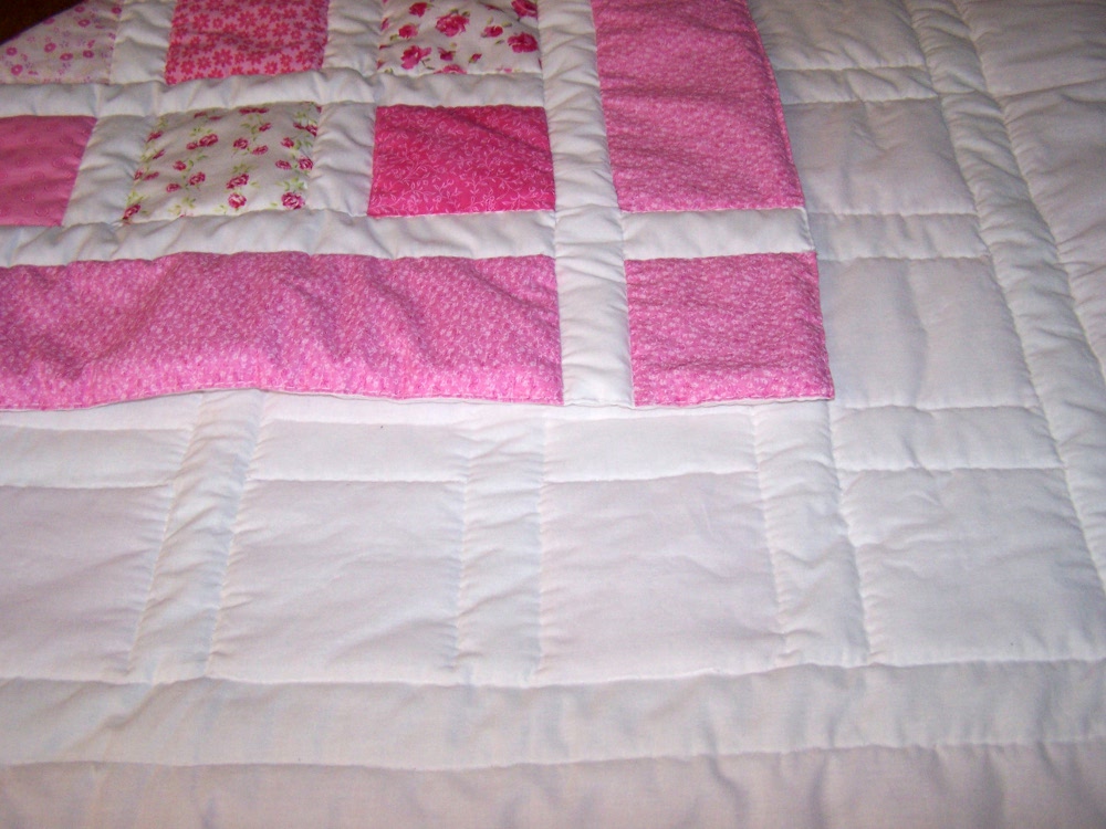 pink baby quilt hand made hand quilted